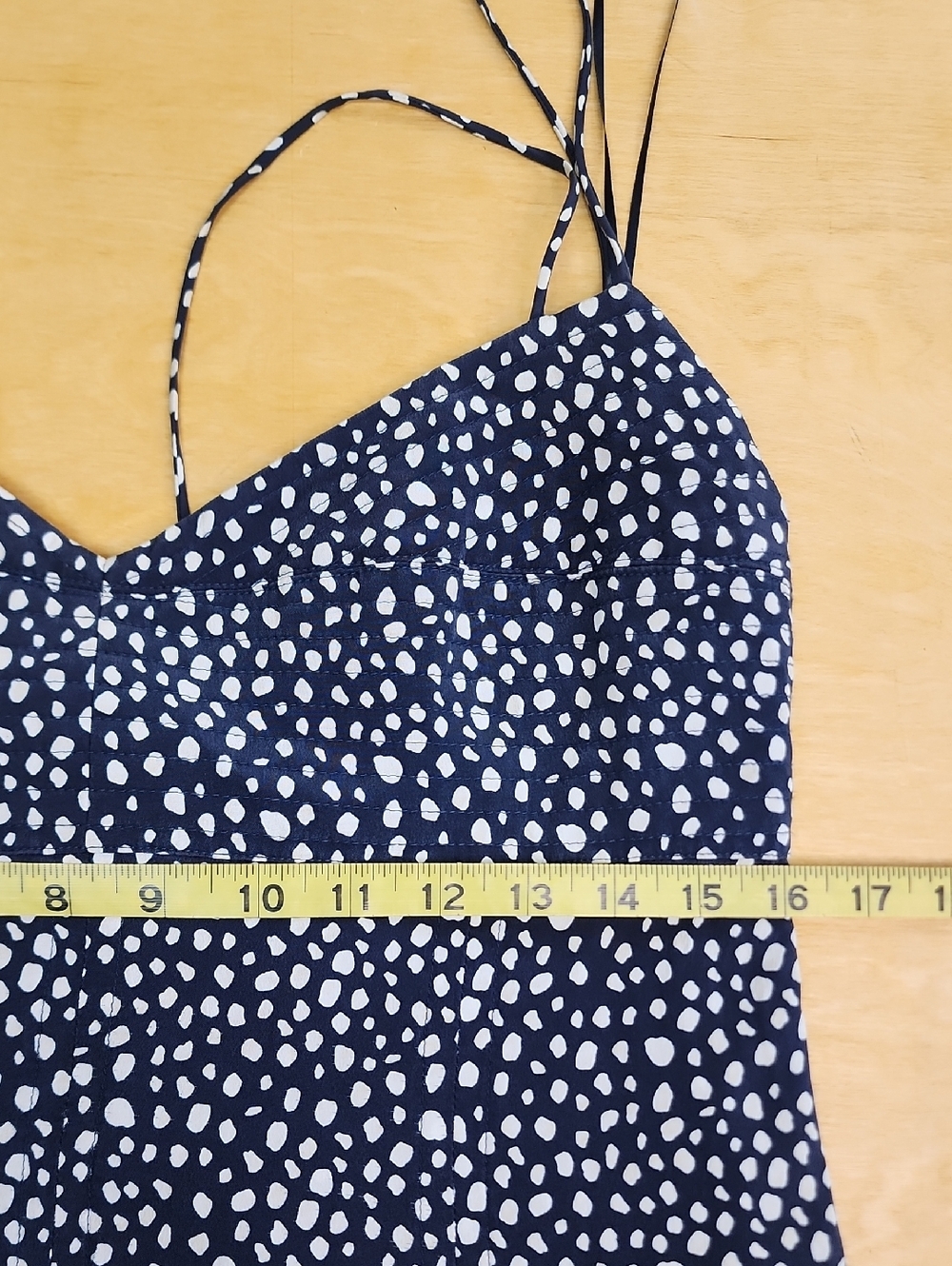 La Ligne Silk Chiffon Polka Dot Midi Dress Spaghetti Strap XL Extra Large - Picture 8 of 12